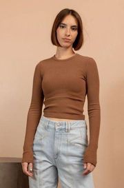 AGOLDE Alma Shrunken Crew Neck in Beeswax Size Small