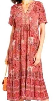 Knox Rose Midi Dress Boho Pink Dusty Rose Floral Women’s S