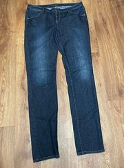 Elie Tahari Womens Dark Wash Blue Jeans 10 RARE Mid Rise Denim Slim Straight