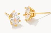 Cailin Gold Crystal Stud Earrings in White Crystal NWT