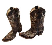 Circle G By Corral L5002 Brown Distressed  Embroidered Western Boot