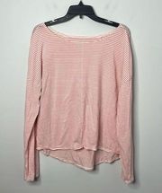 Garnet Hill Pink Striped Essential Long Sleeve Tee