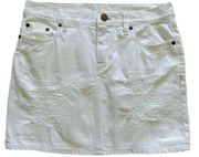 J. Crew Denim Skirt White Cotton Distressed Denim Jean Mini Skirt Size 0