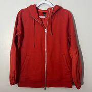 Athleta On My Way Triumph Hoodie in Rust Full Zip Balloon Sleeve Jacket Size S