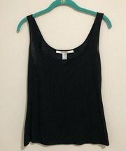 Diane von Furstenberg Black Sleeveless Semi-Sheer Tank Size 8