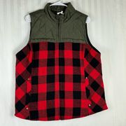 Maurices Quilted Buffalo Plaid Zip Up Vest Women’s Size XXL