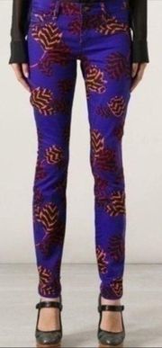 Marc Jacob's Blue Tulip Print Skinny Jeans Size 29