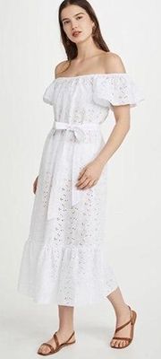 Eberjey Women's Sardinia Effie Eyelet Lace Swim Cover Up White Dress Size Small