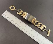 Guess Gold Tone Gunmetal Chunky Wide Heavy Statement Bracelet B