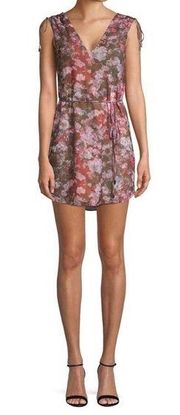 🆕 Haute Hippie Women's Purle Floral Print haute V-Neck Mini Dress Medium