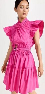 Derek Lam 10 Crosby Finn Ruffle Wrap Mini Dress Pink Womens Size 44 US 10