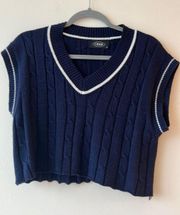 Navy Cropped Sweater Vest