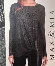 NWT! Max & Mia Cozy Twist Front Tunic in Heather Charcoal Animal Print XXL