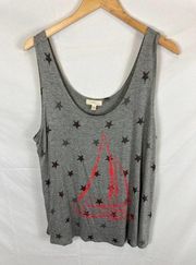 Cupio Sailboat and stars Grey Tank Size XL