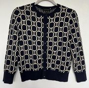 ANN Taylor Cardigan Sweater SMALL black Tan Button Up Business Casual