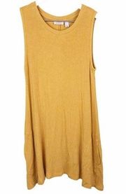 LOGO by Lori Goldstein Rib Knit Swing Tank w/ Pockets Mustard Yellow Size Small