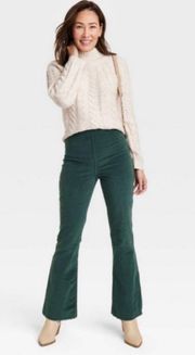 Green Courdory Flare Pants