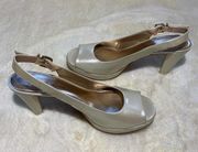 Antonio Melani Pumps Pearl Haleen Patent Leather Sling  Back Shoes Size 9.5
