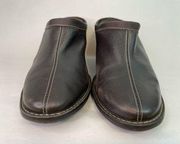 Antonio Melani Alpine Brown Pebbled Leather Mule Wedges Size 10 M