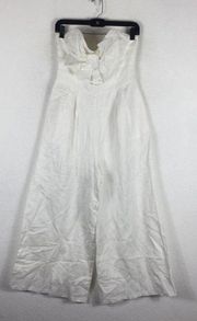 NWT ASTR The Label Mara Bow White Strapless Wide Leg Jumpsuit Large