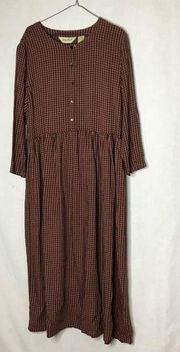 Eddie Bauer Womens Multicolor Plaid Maxi Dress Size XXL Bohemian Black/Burgundy