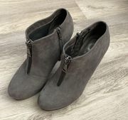 Gray Vegan Suede Zip Side 5" Heel Ankle Boots Size 8M