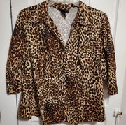 Lane Bryant Leopard Print 3/4 Sleeve Button Down Shirt Size 20