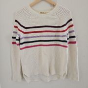 Marine Layer Delaney Raglan Waffle Textured Knit Sweater Striped Womens sz Med