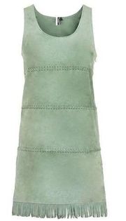 TOPSHOP Tassel Plait Buffalo Suede Shift Dress