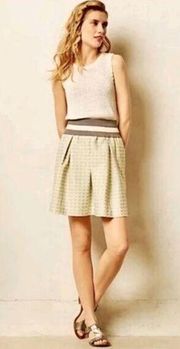 MAEVE Anthropologie Womens MED Skirt Mint Grey Polka Dots Seren Skater Pleated