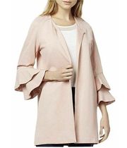 Kensie Pink Small $119 Jacket Ruffled Open Front Pockets Coat