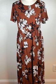 Simply Vera VeraWang Floral Asymmetric Waist Maxi Dress Size Medium