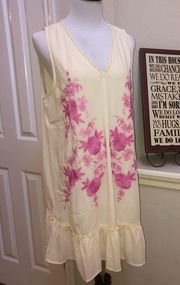 Entro creme colored dress with pink flowers, Large