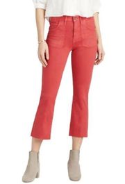 New Sam Edelman Stiletto Raw Hem Crop Boot High Rise Jeans Cherry 6 28