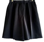 Nicole Miller High Waisted Shorts Wide Leg Hook & Eye Zip Back Pocket Black 10