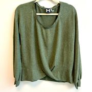 H by bordeaux Green Sweater Small NWT