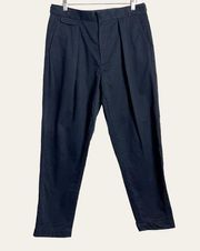 Equipment Dark Blue Pleated Tapered Straight Leg Trouser Pants Size Small