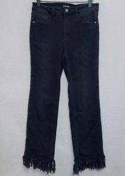 by C'EST 101 Black Wash Denim High Rise Frayed Hem Ankle Jeans