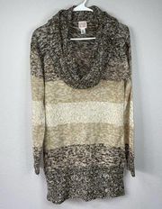 Canyon River Blues | brown tan cream cowl neck tunic sweater sz M