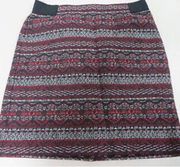 J Jill Womens Aztec Tribal Print Short Skirt Red Black Boho Large