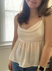 Silky Cowl Neck Tank Cream Color