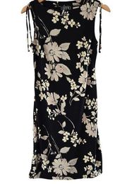 City Triangles Vintage 90s Y2K Midi Dress Black Floral Sleeveless Womens sz Med