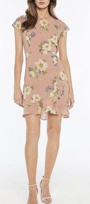 Bardot Lucy Lace Up Dress in Sunset Pink Floral Size 8