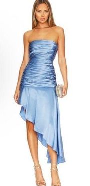 NEW NWT Cinq A Sept Eliza Strapless Asymmetrical Midi Dress In Deja Blue