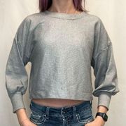 Final Touch Women's Horizontal Ribbed Bubble Sleeve Blouse S SM Small Grey Gray