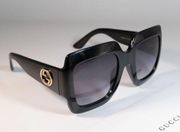 Authentic  GG0053S 001 Black Urban Square Sunglasses Grey Gradient Lens NEW