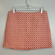 NWT Trina Turk Circle/Dot Coral and White Mini Skirt Size 6