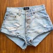 Bardot High Rise Distressed Jean Shorts