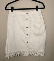 Pilcro and the letterpress midi knee length white jean button up skirt 6