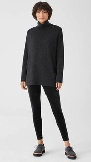 NWT Eileen Fisher Stretch Velvet Leggings Ankle Length Black Womens Small $138